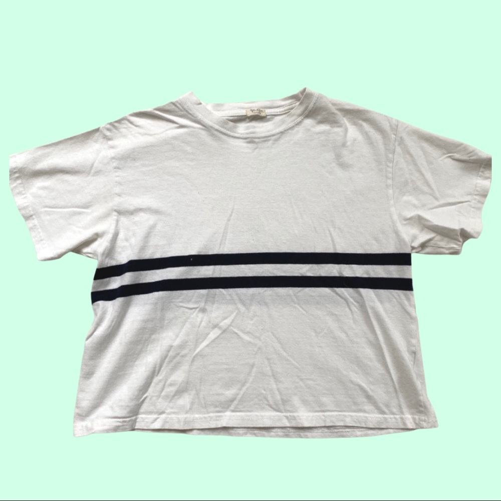 Brandy Melville John Galt White Stripe Tee one size